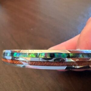 Koa Wood and Mother of Pearl NWOT Colorful Inlay bracelet.